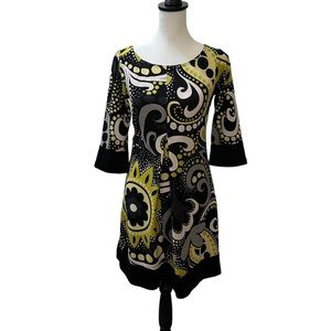 JFW, Black/White/Green, 3/4 Sleeve Dress